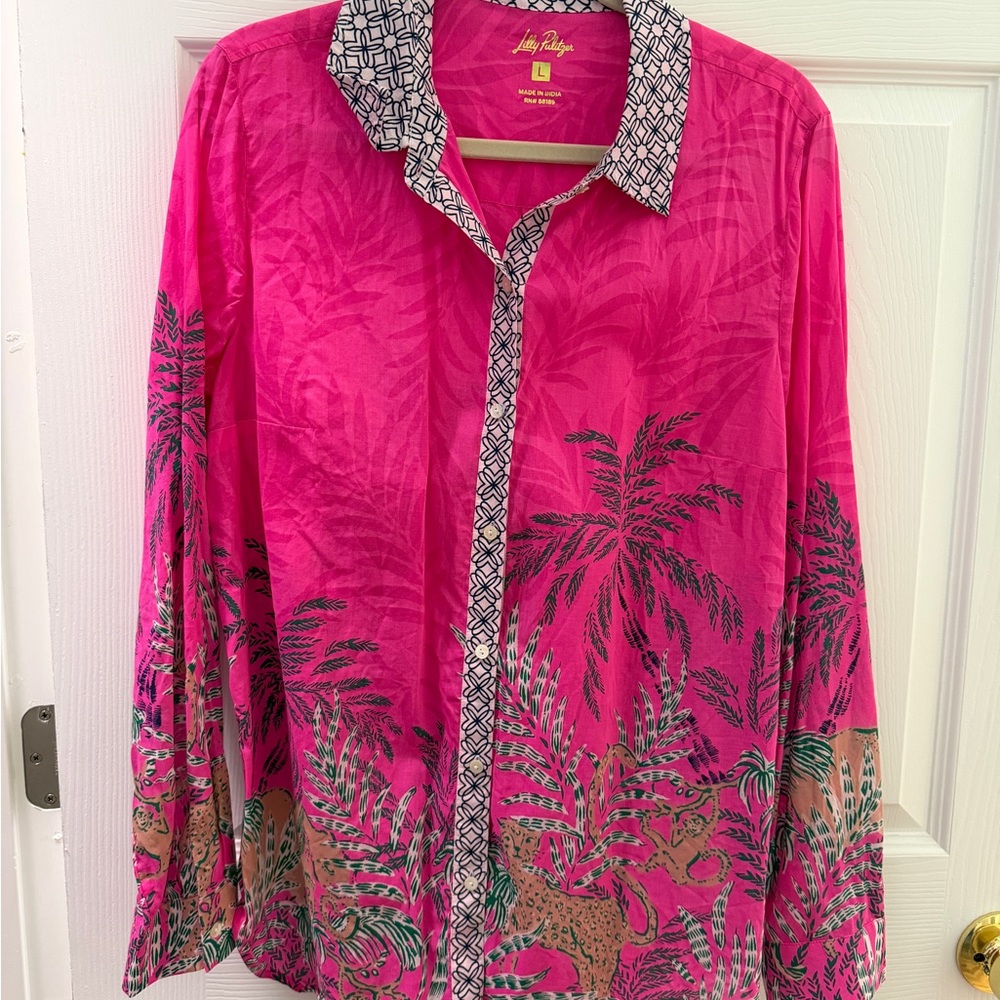 Engineered Button Down Blouse